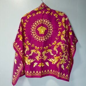 Versace Medusa Barocco Silk Scarf Fuchsia Gold Pink 1001600 1A15971 Italy